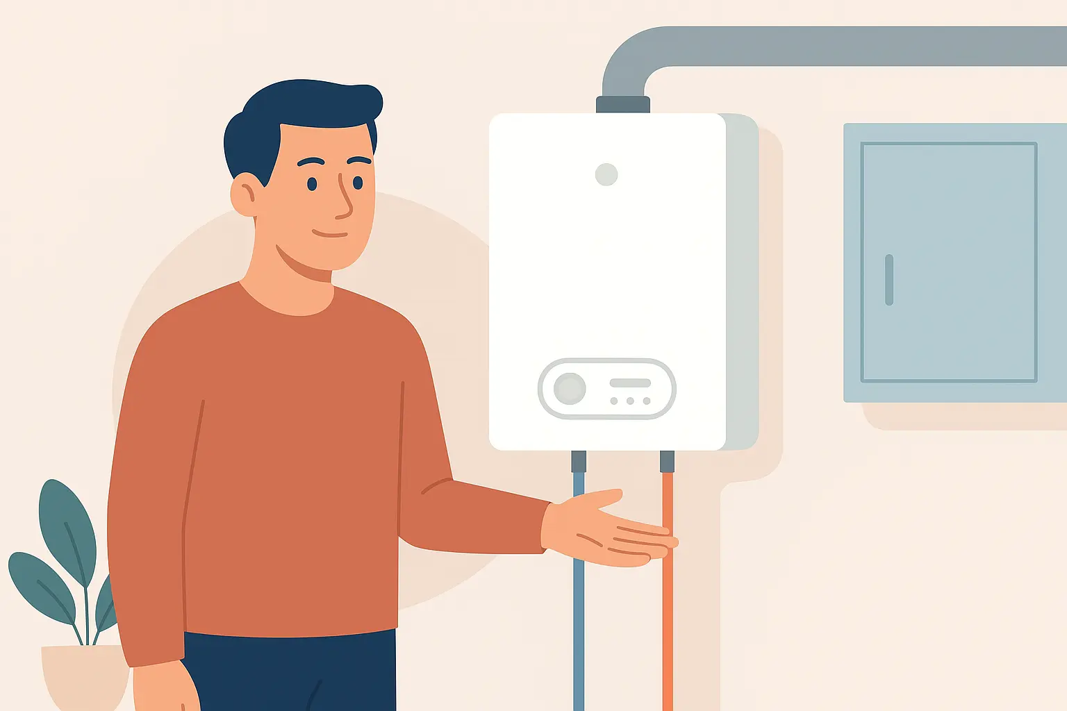 homeowner looking at combi boiler