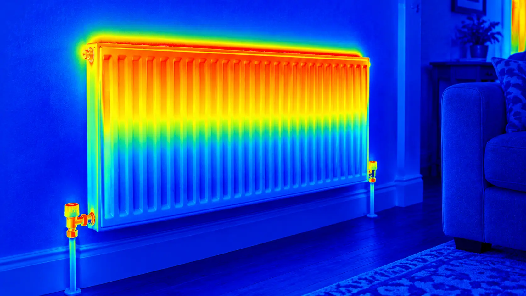 radiator with coloured zones to show the temperature