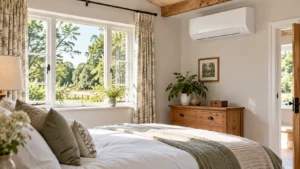wall mounted air conditioning installed in a bedroom